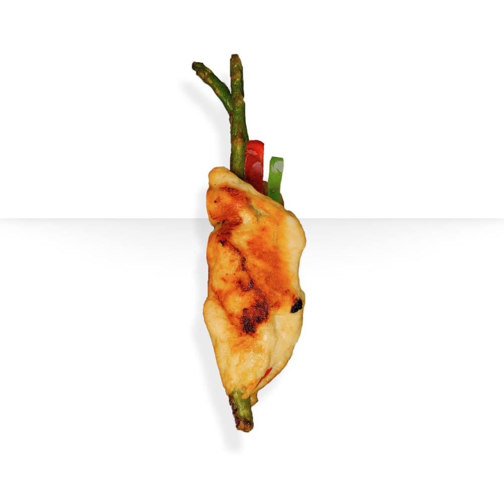 Milanesa de pollo parmesano con espárragos (Cocinado)