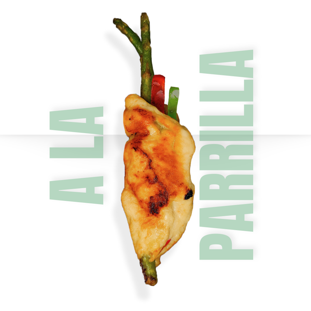 Milanesa de pollo parmesano con espárragos (Cocinado)