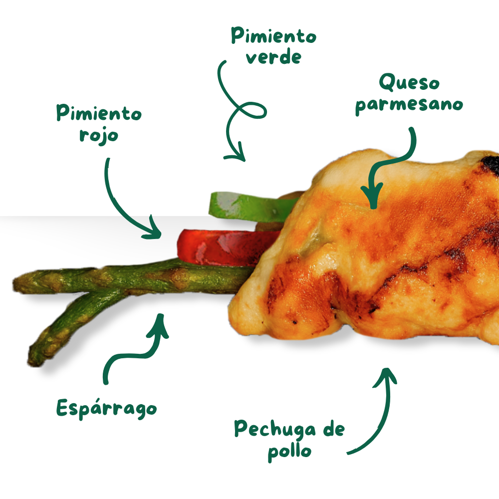 Milanesa de pollo parmesano con espárragos (Cocinado)