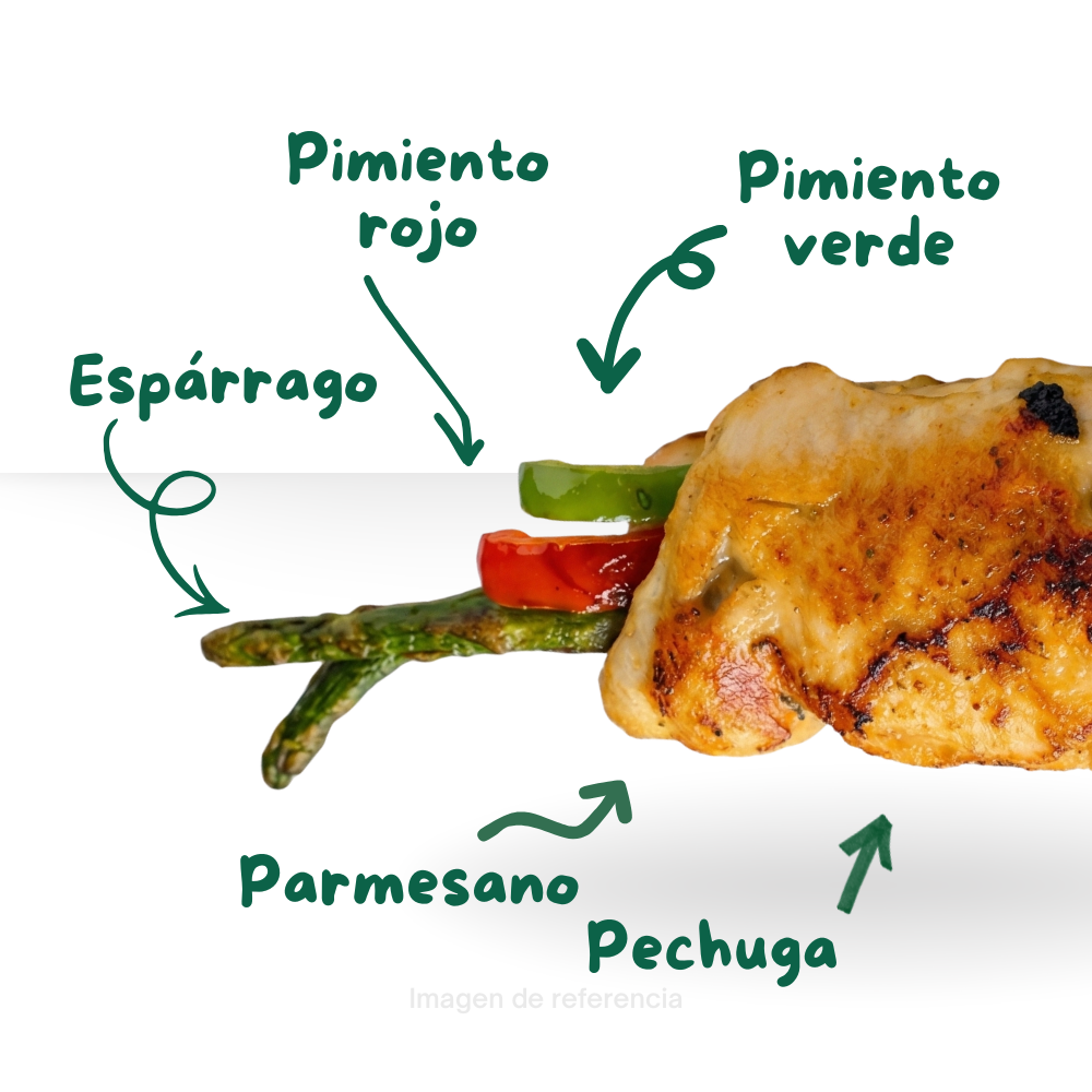 Milanesa de pollo parmesano con espárragos (Cocinado)